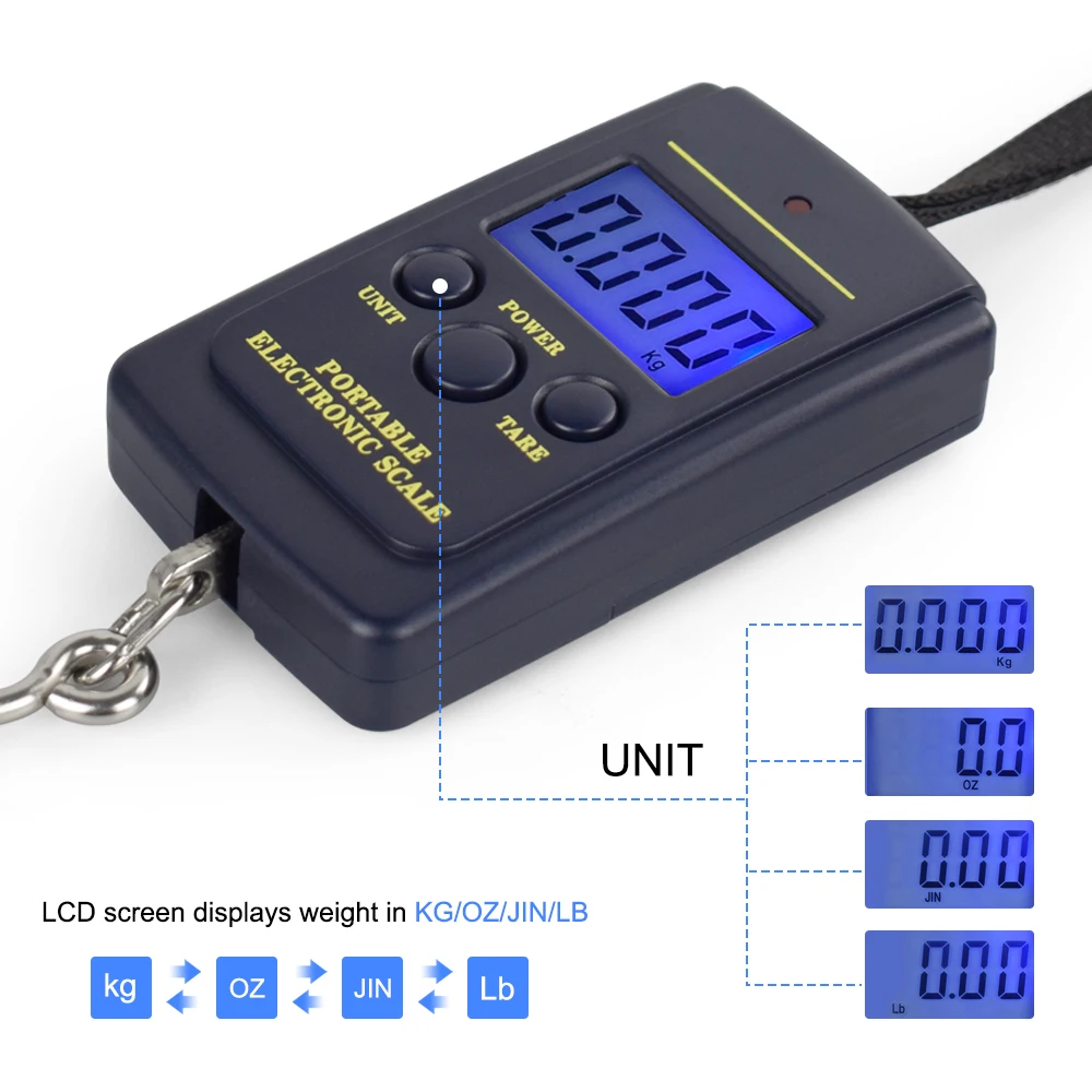 NEWACALOX 40kg x 10g Mini Balança Digital para Bagagem de Pesca Viagem Pesagem Steelyard Pendurado Balança de Gancho Eletrônico - Image 4