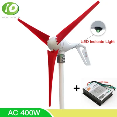 Ac 400w kit gerador de turbina eólica linha central horizonal casa micro moinho de vento com pwm 600w controlador led luz para 12v 24v bateria