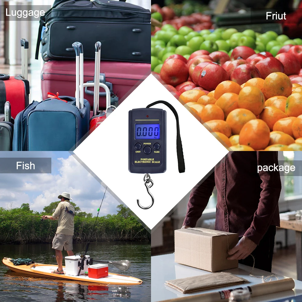 NEWACALOX 40kg x 10g Mini Balança Digital para Bagagem de Pesca Viagem Pesagem Steelyard Pendurado Balança de Gancho Eletrônico - Image 6