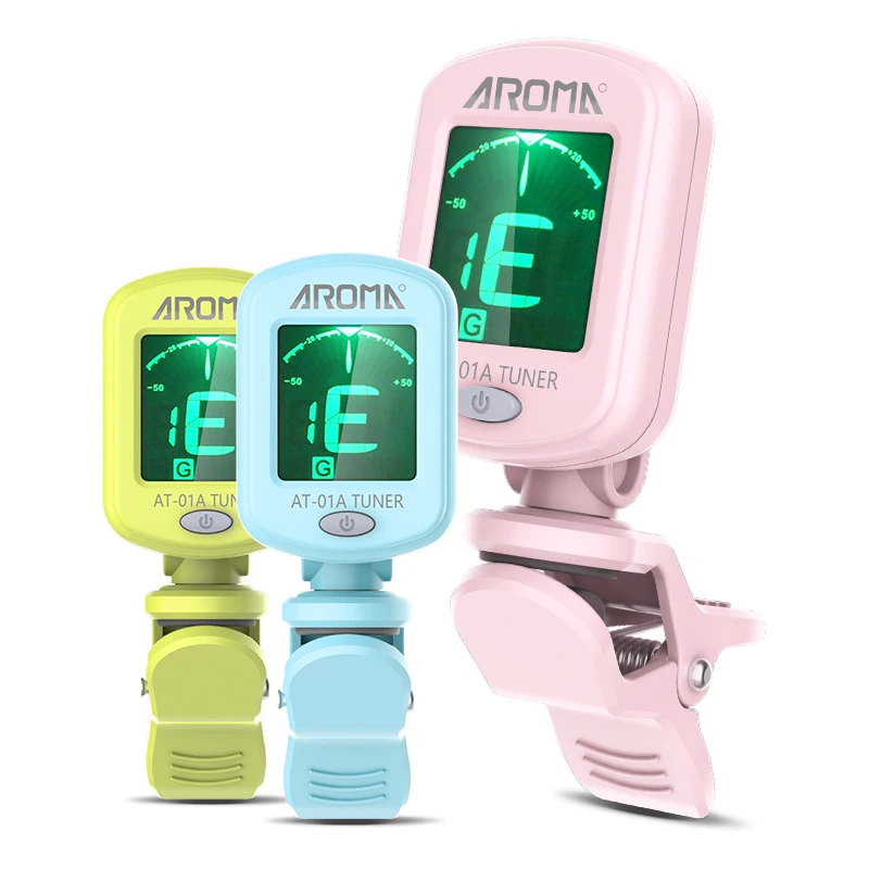 Aroma AT-01A afinador de guitarra rotativo clip-on sintonizador display lcd para guitarra acústica cromática baixo ukulele peças de guitarra preta - Image 3