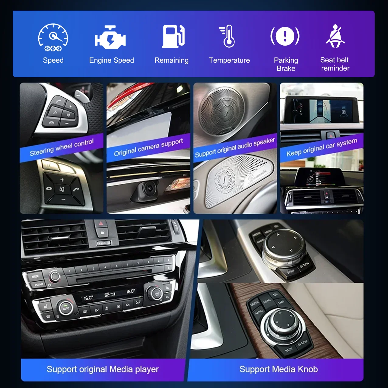 Para bmw série 1 e81 e82 e87 e88 2004-2012 ccc cic sem fio carplay android auto carro multimídia player linux 1920*720 tela - Image 6