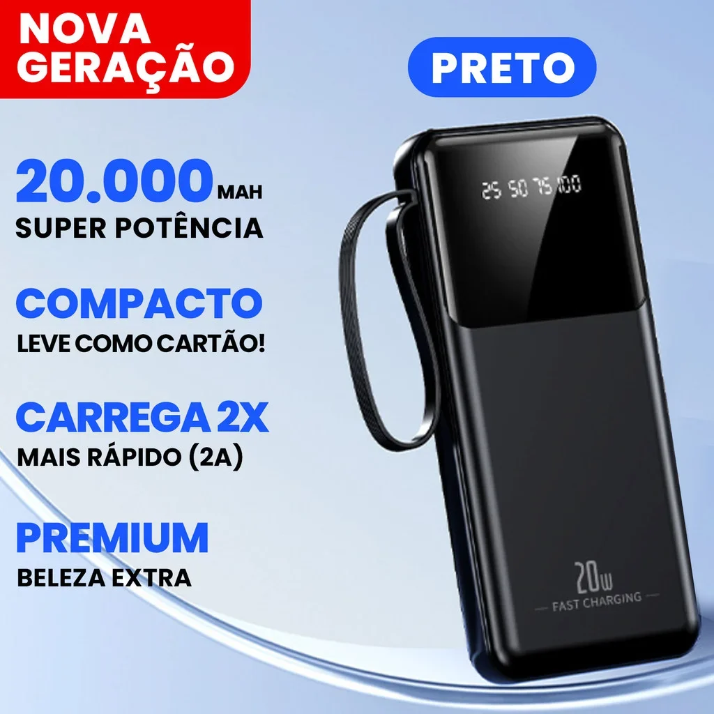Power Bank 20000mAh Carregador Portátil com 4 Portas USB, Display Digital e Carregamento Rápido para Celular e Tablet - Image 5