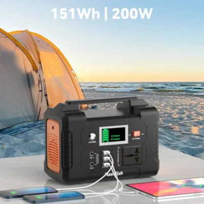 Estação de energia portátil 230V 151Wh Bateria de backup 200W Gerador solar AC de onda senoidal pura para acampamento ao ar livre Viagem RV