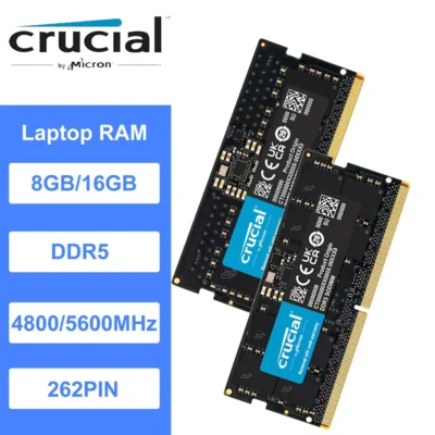 Crucial ddr5 ram pc5 8gb 16gb 32gb 4800mhz 5600mhz portátil memória ram ddr5 módulo ecc correção de erro 262 pinos SO-DIMM