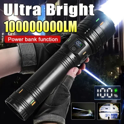 100000000LM Ultra Bright 15000mAh USB C Recarregável Tocha Lanternas de alta potência Lanterna de acampamento à prova d'água Display digital