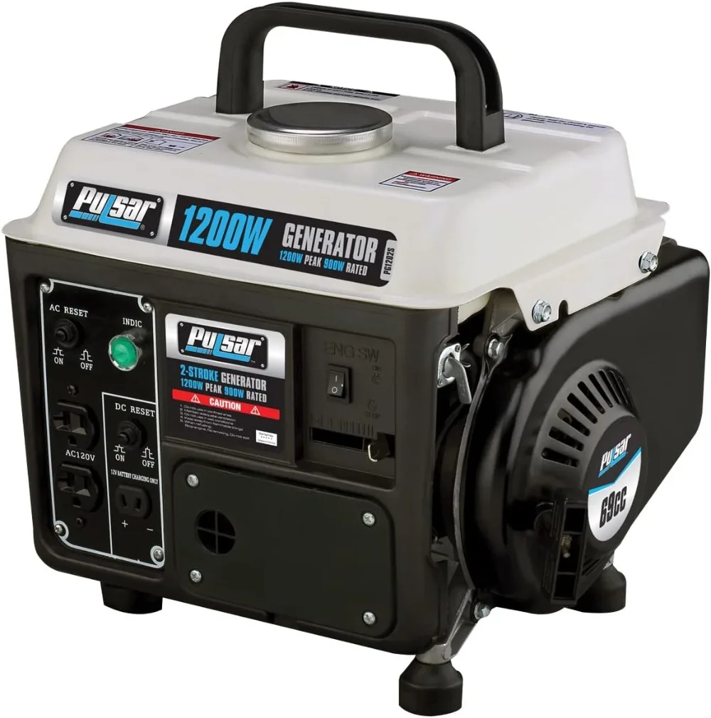 Gerador a Gás Portátil de 1200W, Motor de 2 Tempos, 5 Horas de Autonomia, Saídas de 120V para Camping e Energia ao Ar Livre - Image 3