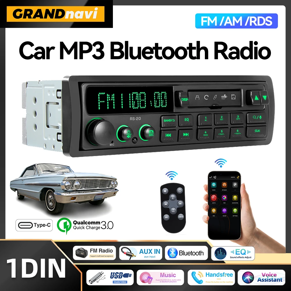 1din retro rádio do carro mp3 player estéreo fm am rds dab receptor qc3.0 bluetooth para porsche vw mercedes benz bmw land rover audi