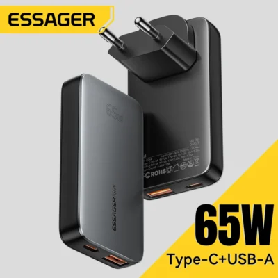 Essager ultra fino 65w gan carregador de viagem carga rápida 4.0 pd3.0 pps portátil tipo c carregador para iphone samsung macbook portátil