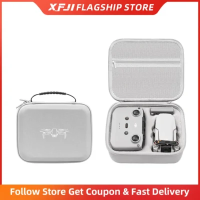 Xfji bolsa de armazenamento protetora, bolsa de couro pu para dji mini 4k/mini 2se/mini 2, acessórios para controle de drone