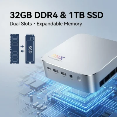 Mini PC THUNDEROBOT novo com Intel Core i7 13620H, barebone, memória DDR4 de 32GB/16GB, SSD de 1TB, nettops e memória RAM DDR4, Windows 11 para jogos.
