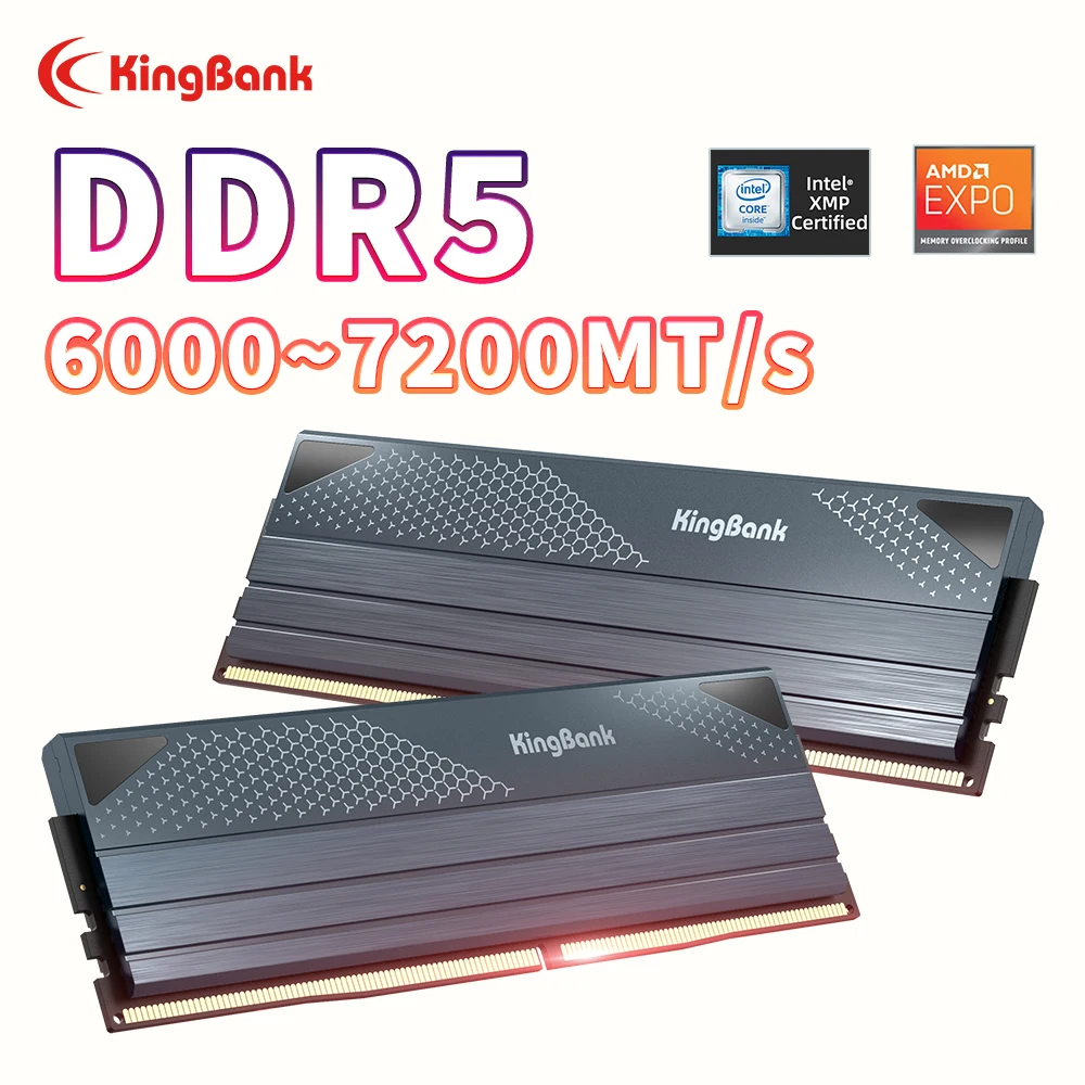 Memória DDR5 KingBank SOARBLADE KFXB Series Preta 32GB (16GBx2) 6800MHz 6000MHz 7200MHz Dual Channel para Jogos e Overclocking - Image 5