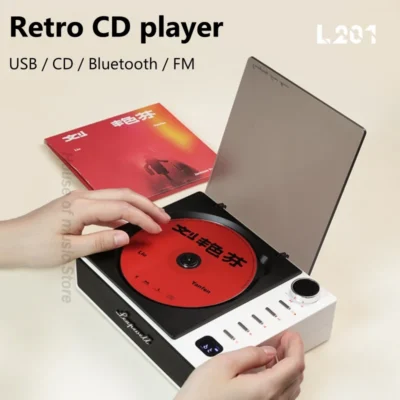 2600mah bateria retro cd player controle remoto alto-falantes sem fio caixa de som em casa suporte cd usb bt alto-falante portátil para o telefone