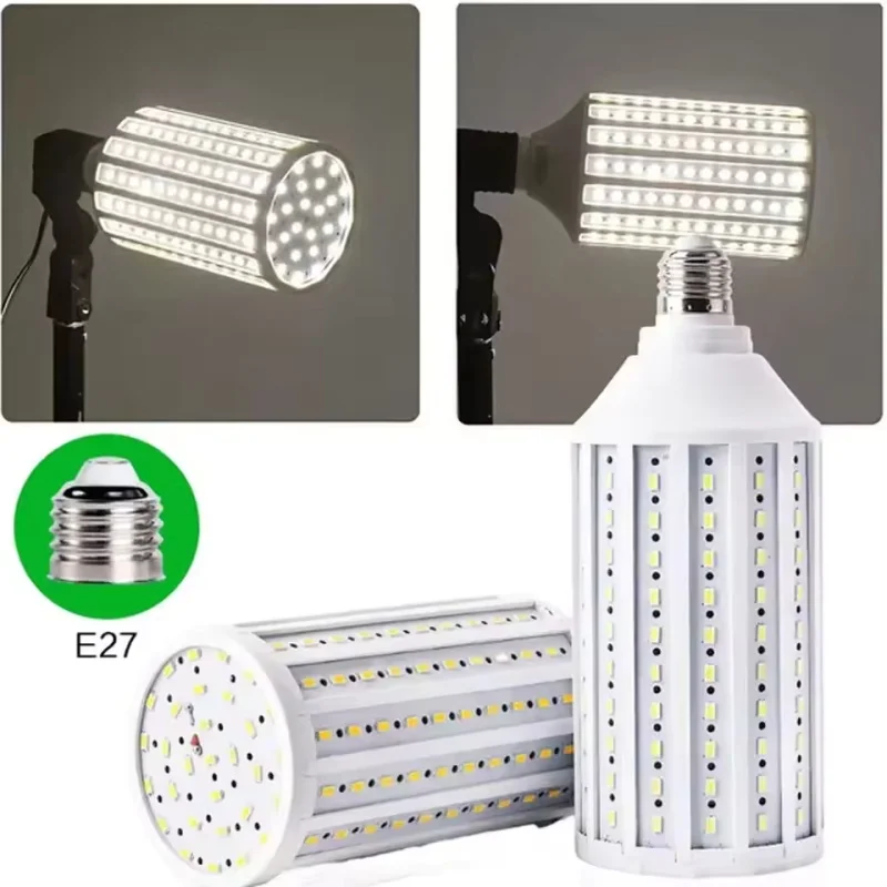 Lâmpada LED tipo milho de 5W 10W 15W 24W 28W 36W 60W 80W 120W 150W AC85-265V, com soquete E27 E26 E14 B22 E39 E40, luz branca quente ou fria.