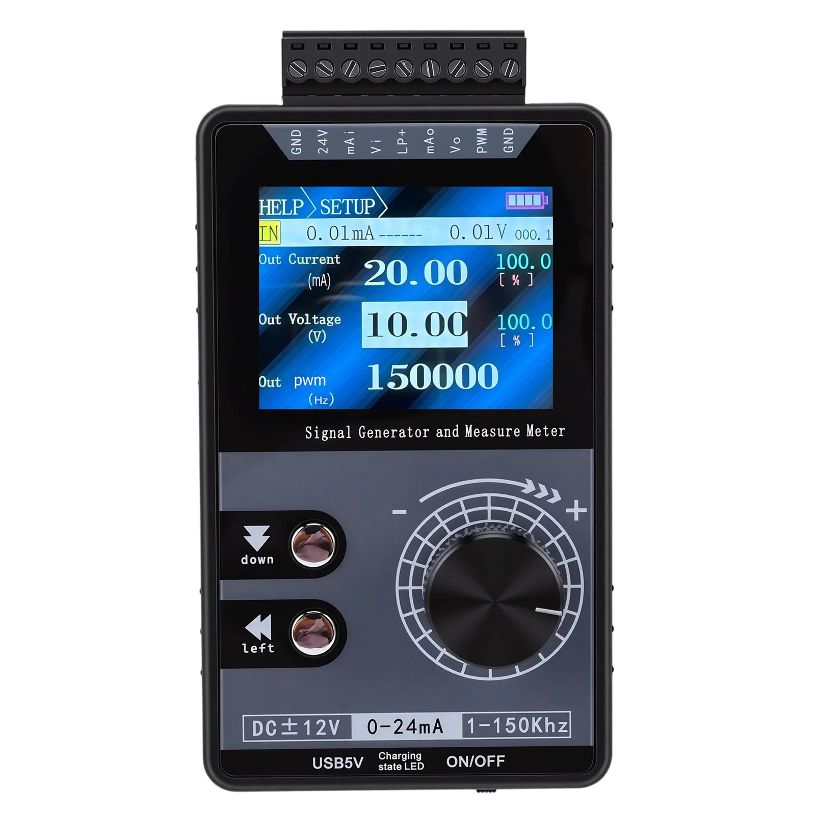 Gerador de Sinal Ajustável 4-20mA, Simulador de Tensão e Corrente DC para Teste e Calibração de Painéis de Controle PLC, LED e Pulso PWM 1-150kHz
