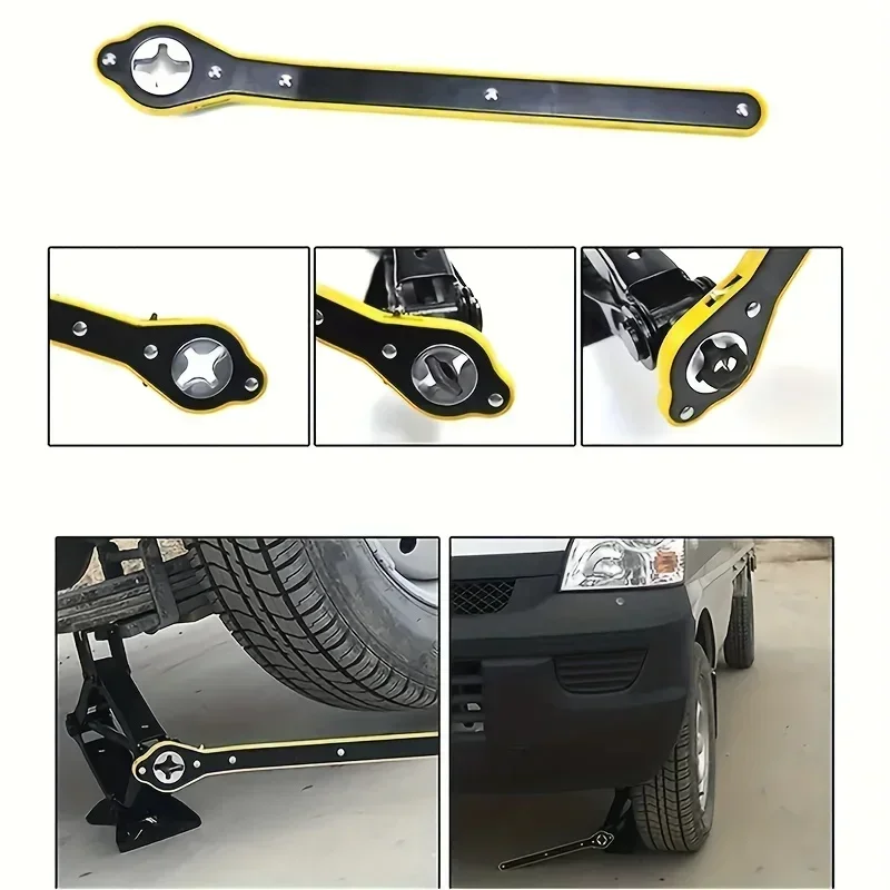Chave de catraca para economia de trabalho, cabo longo para carro, tesoura, talão 360 ° Roda de pneu de garagem com botão dianteiro e reverso para motocicleta - Image 5