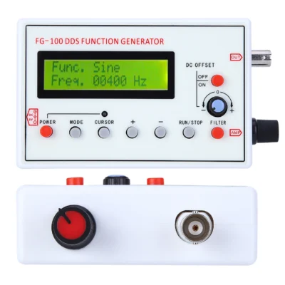 Gerador de Funções DDS FG-100, Gerador de Sinal de Frequência Senoidal de 1Hz a 500KHz, Fonte de Sinal com Medidor