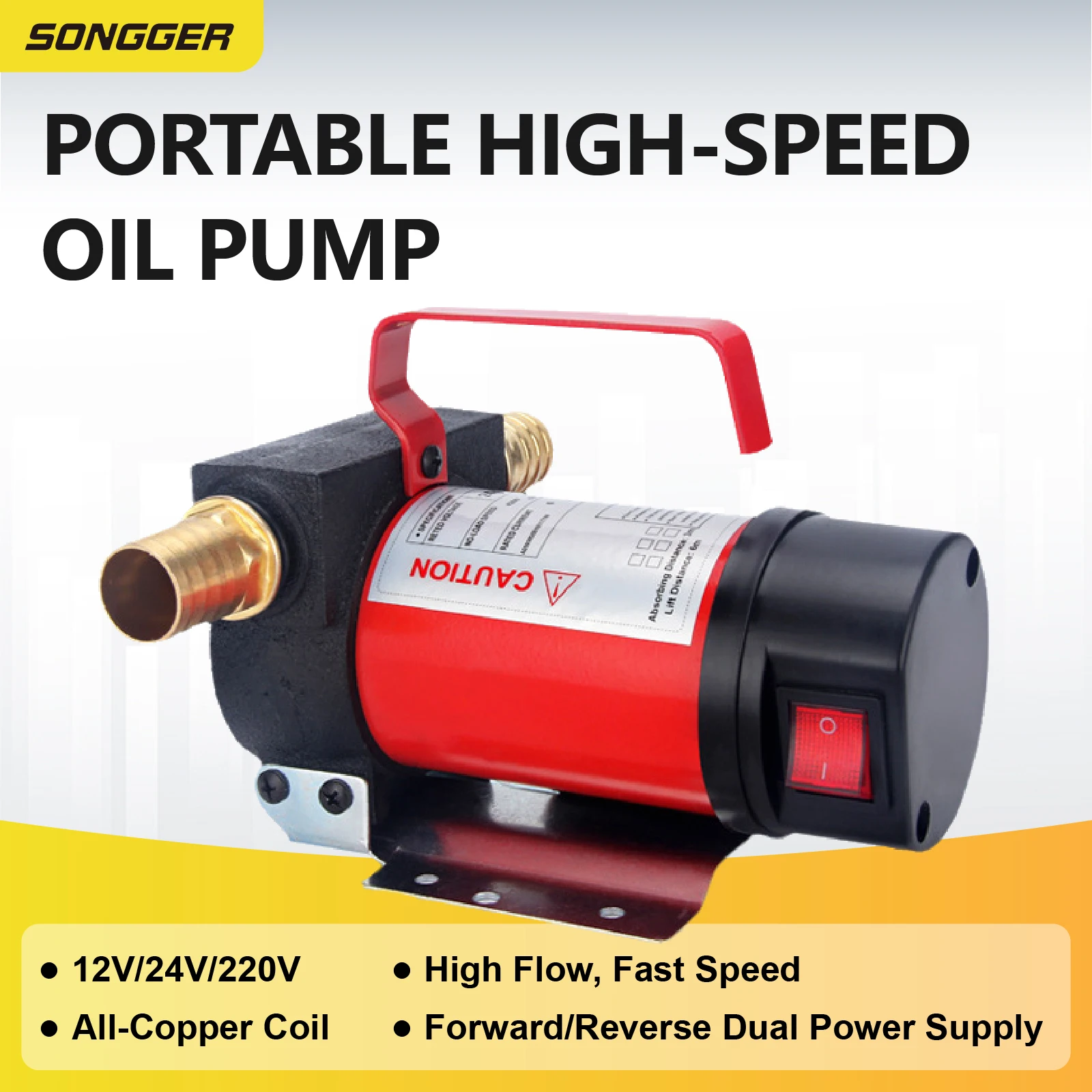 Bomba Elétrica de Óleo Diesel 12V 24V 220V Portátil para Transferência de Combustível Lubrificante Óleo de Motor Autoescorvante Ideal para Oficina Agricultura Veículos