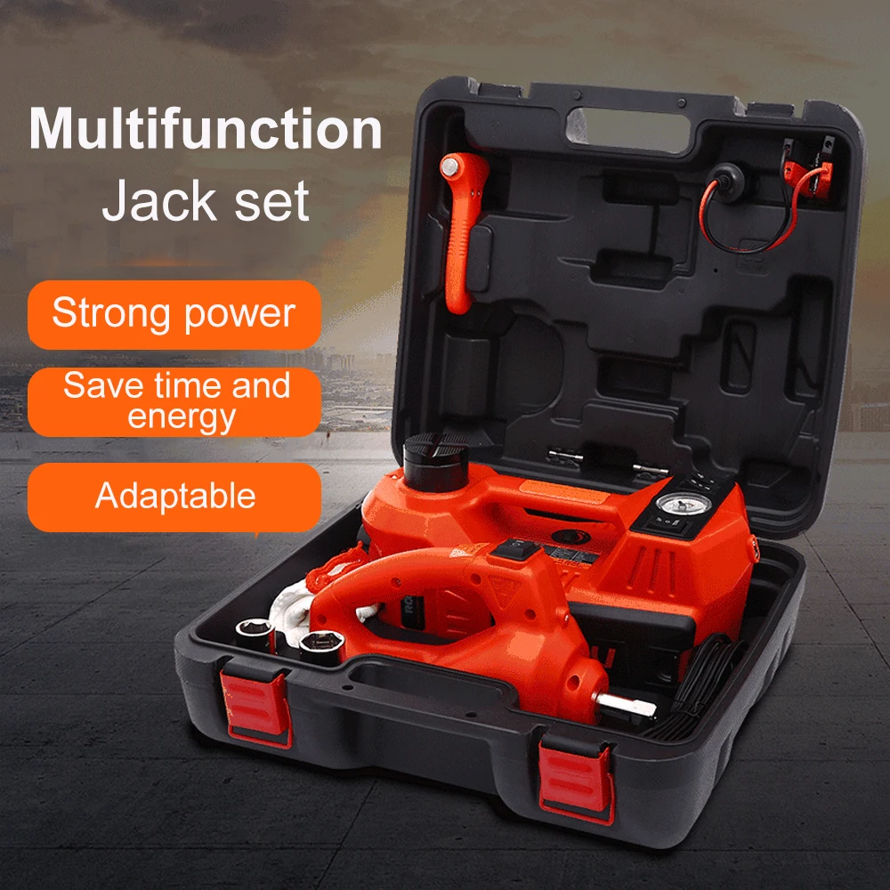 Portátil Hidráulico Elétrico Jack com Luz LED, Equipamento de elevação para carro e Suv, pneu de carro, Motor, DC 12V, 5Ton, 1 Conjunto