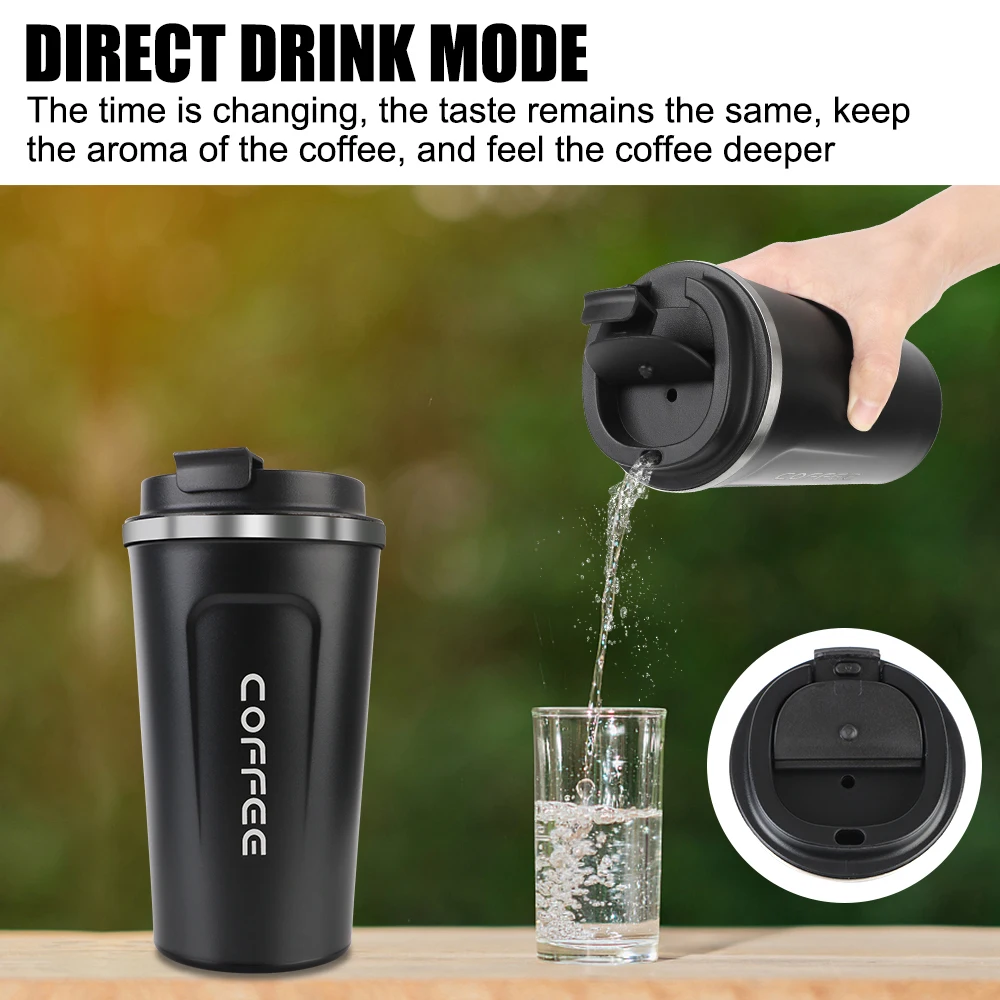 Caneca térmica para café, caneca térmica para carro, 380/510ml, à prova de vazamento, copo térmico de viagem para chá, água, café, aço inoxidável duplo - Image 2
