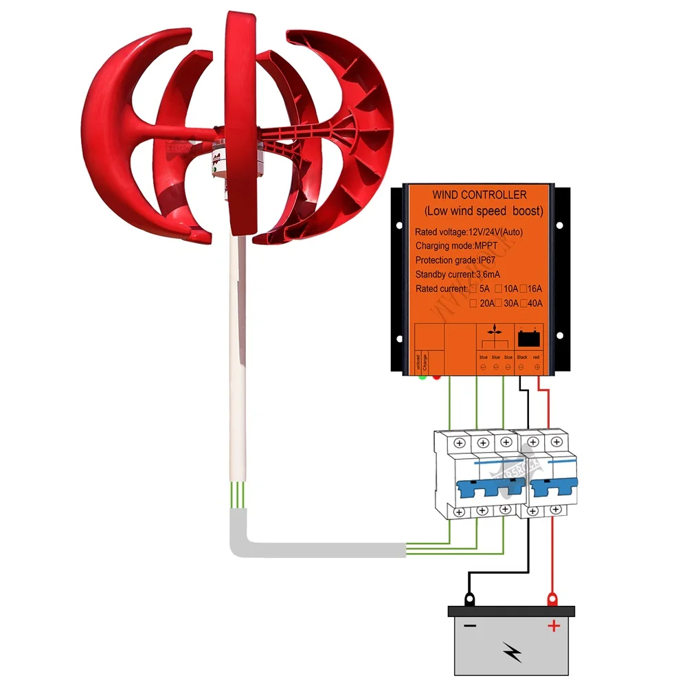Gerador Eólico de Alta Eficiência com Controlador MPPT de Vento 400W 12V 24V Gerador Eólico Vertical Pequeno para Uso Doméstico - Image 2