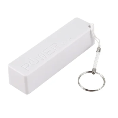 Carregador de bateria externo portátil 18650 com chaveiro (sem bateria) (branco)