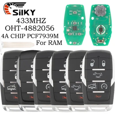 Silky OHT-4882056 4a pcf7939m chip 433mhz keyless go chave remota do carro 68291687ad para dodge ram 1500 trx captador 2019 2020 2021