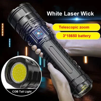 USB recarregável lanterna LED, alta potência tocha luz, lanterna tática, Long Shot lâmpada de mão para acampar, mais poderoso