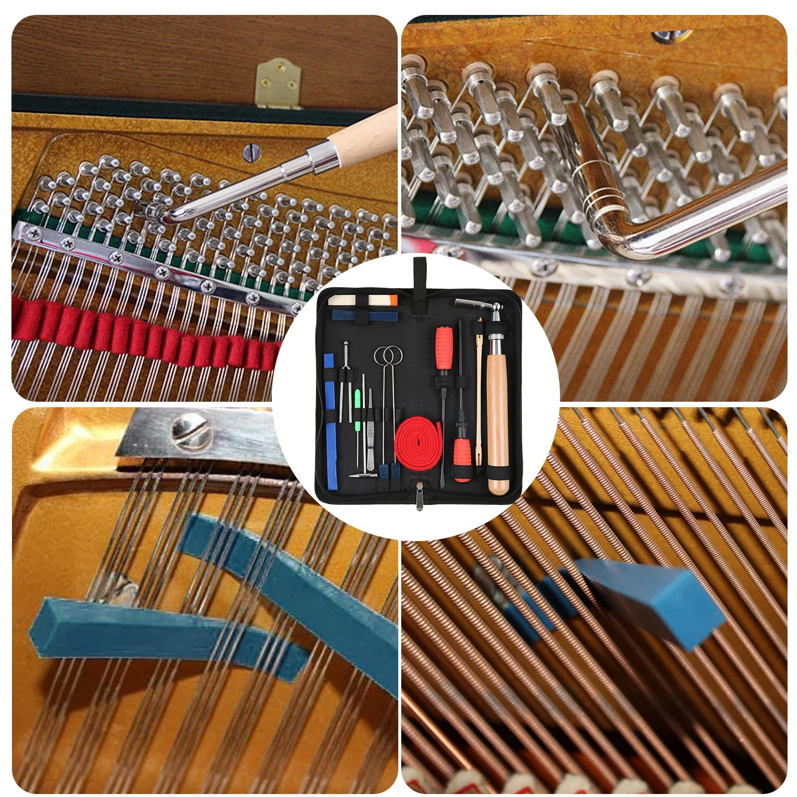 16 pçs kit de afinação de piano profissional conjunto de ferramentas de afinação com saco de ferramentas portátil para estudante aprendiz casa prática desempenho gg - Image 4
