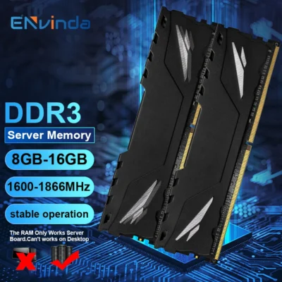 ENvinda DDR3 8GB 16GB 32GB Colete de resfriamento Memória de servidor REG ECC 1600 1866MHz PC3 RAM Suporte X79 X58 LGA 2011 Placa-mãe PC3L