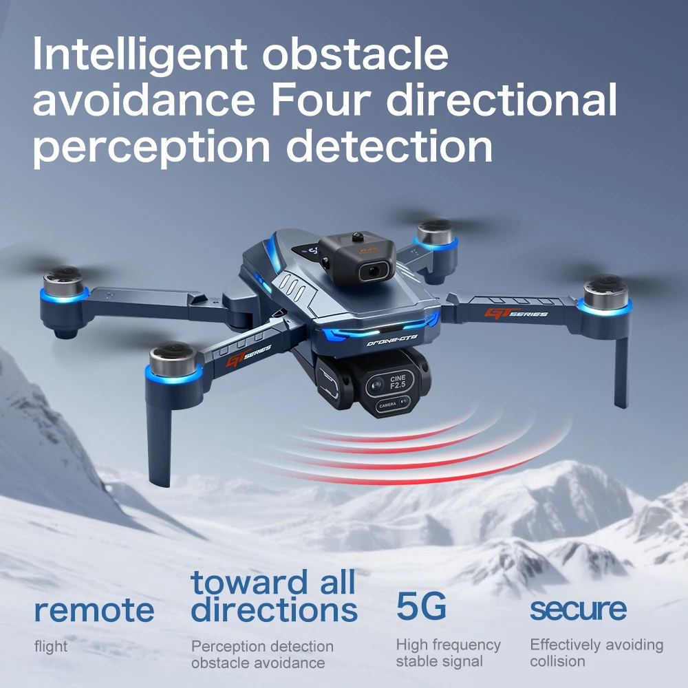2026 novo GT8 drone GPS8K profissional hd 360° câmera dupla 5G WIFI motor sem escova, obstáculo pára-choques dobrável quadcopter brinquedos - Image 3