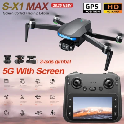 Novo S-X1 MAX GPS Drone Profissional 4K Câmera 3 eixos cardan Antena FPV Brushless com Tela Grande Controle Remoto Dobrável Dron
