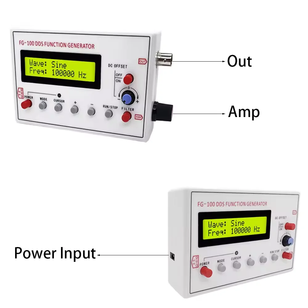 Gerador de Sinal DDS FG-200/100 com Contador de Frequência 0.01Hz - 500KHz, Módulo de Fonte de Sinal com Formas de Onda Senoidal, Quadrada e Dente de Serra - Image 5