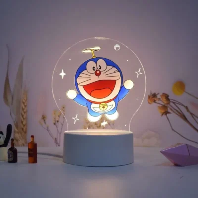 Doraemon jingle gato animação dos desenhos animados material acrílico luz da noite mesa de escritório quarto presente aniversário decoração ornamentos