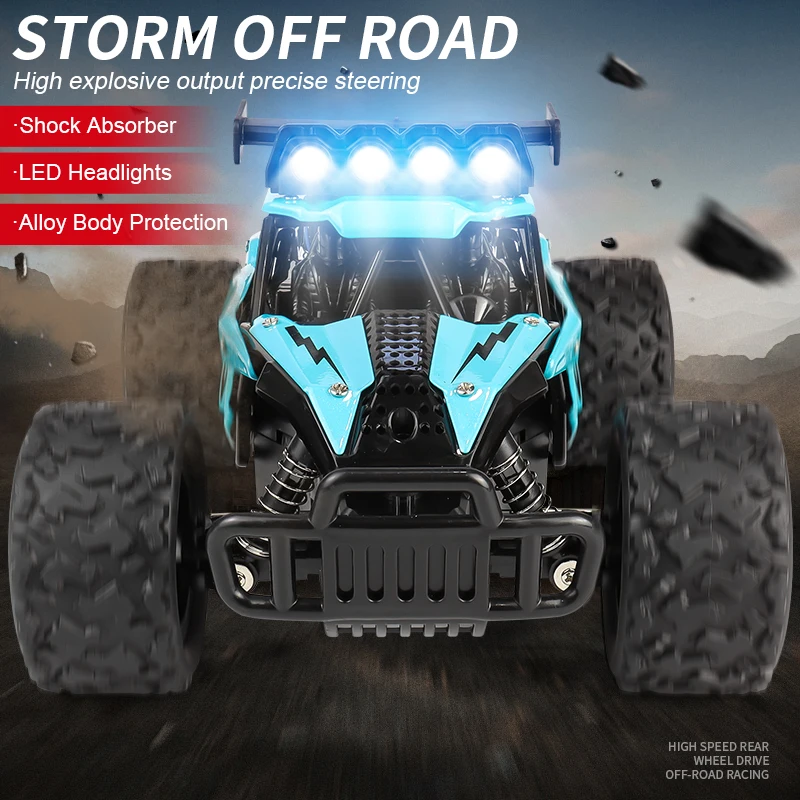 Carro de controle remoto rc drift racing 1:16 veículo fora da estrada liga 2.4g rádio caminhões de alta velocidade com luz led escalada presente brinquedo do miúdo - Image 2