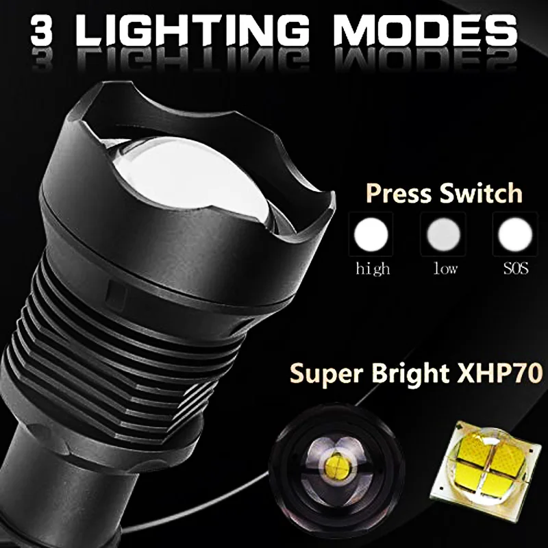 Zk20 xhp90/xph70/xph50 led lanterna tocha usb display de energia recarregável 26650 18650 bateria handheld luz lanterna - Image 2