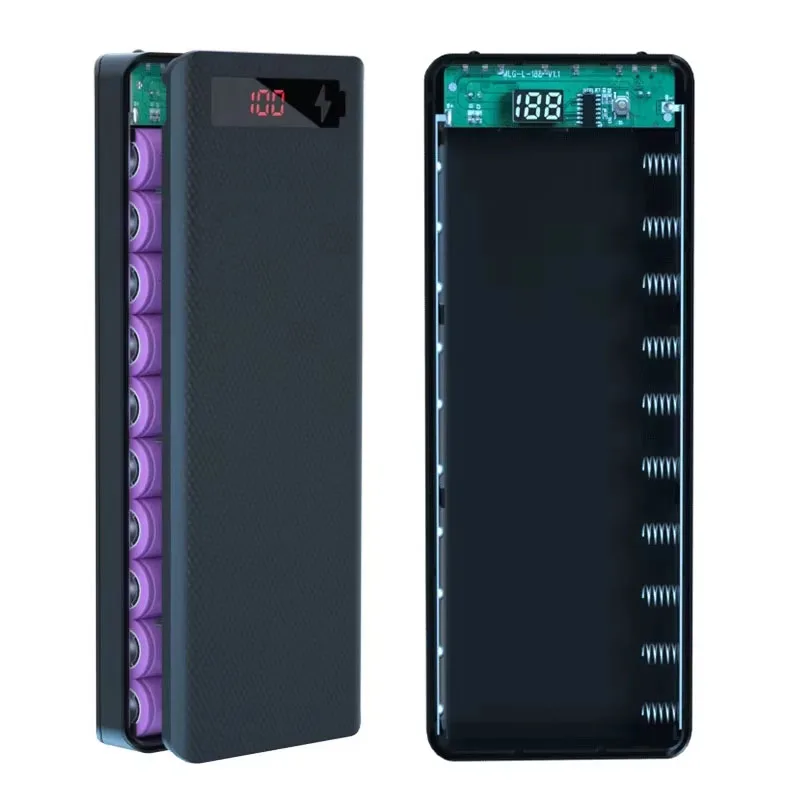 8/10*18650 casos de banco de potência suporte de bateria portátil duplo usb tipo c escudo de carga para iphone xiaomi huawei 18650 casos de bateria
