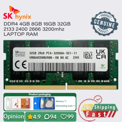 Memória RAM SK Hynix DDR4 16GB 8GB 4GB 3200 2666 2400 2133 para laptop sodimm pc4 1.2v