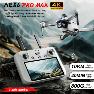 AE86 GPS Drone 4K Câmera HD Profissional Brushless 3 Eixos Gimbal 10KM Evitar Obstáculos Tela Sensível Ao Toque 5G FPV Dron RC Quadcopter