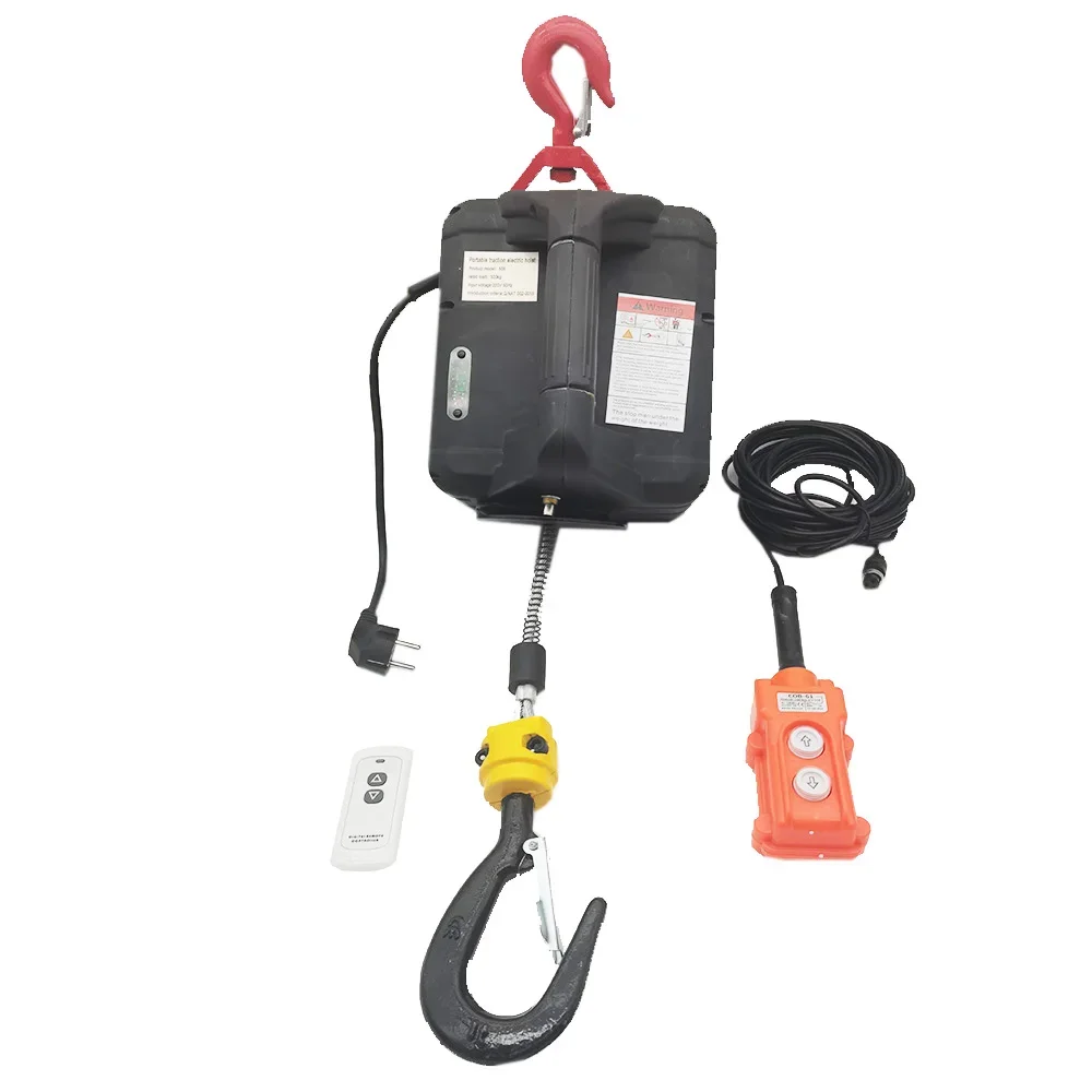 Talha elétrica portátil doméstica, guindaste portátil, guincho manual, bloco de tração, guindaste de corda de fio, 220v, 100kg, 200kg, 300kg, 500kg - Image 3