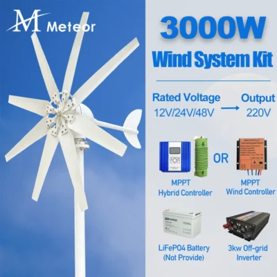 High Efficiency Wind Turbine Off Grid System, Home Appliance Sistema de Alimentação, 12V, 24V, 48V Tensão de Saída, 220V, 230V, 240V, 3000W