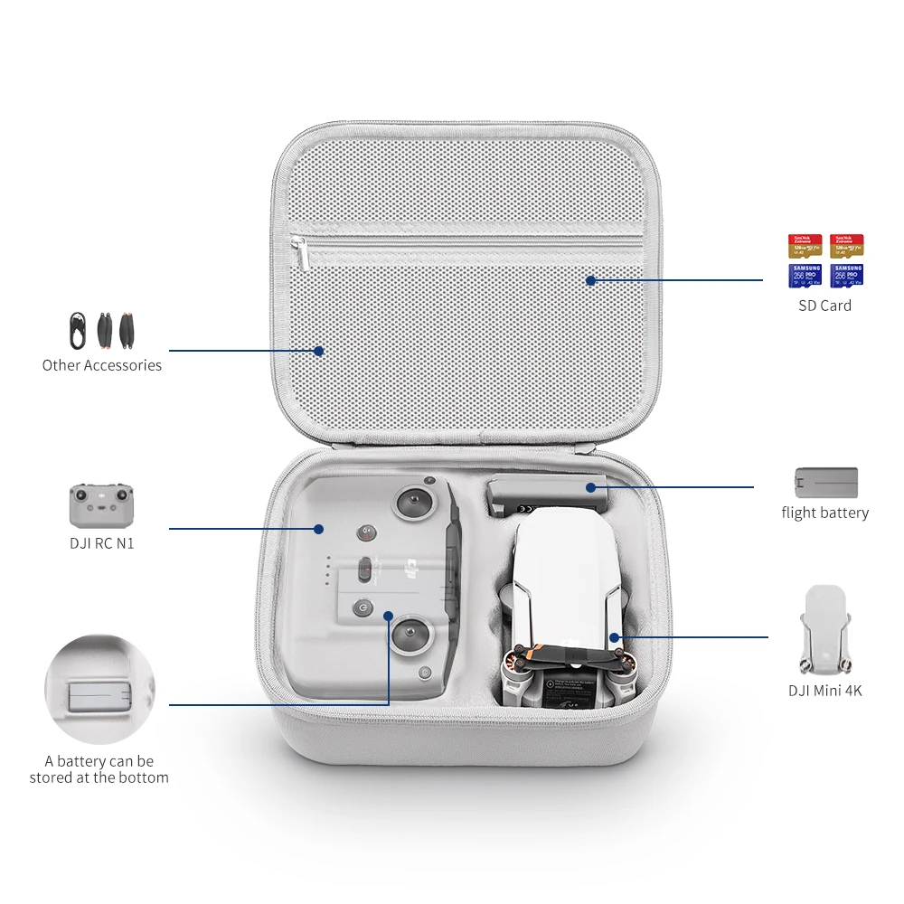 Xfji bolsa de armazenamento protetora, bolsa de couro pu para dji mini 4k/mini 2se/mini 2, acessórios para controle de drone - Image 2