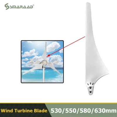 Lâmina de nylon 530/550/580/630mm, moinho de vento de energia, lâminas geradoras de turbina eólica horizontal com cubo e capô