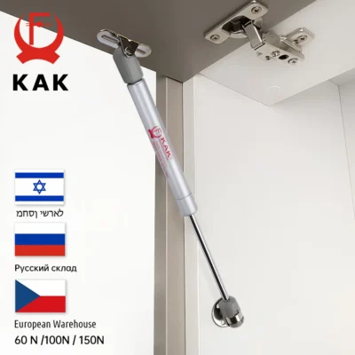 KAK-Gás Primavera Dobradiça do armário, núcleo de cobre, suporte elevador da porta, suporte hidráulico, armário de cozinha, porta dobradiças Hardware, 6kg, 10kg, 15kg, 4 Pack