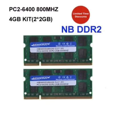 Kembona-kit ddr2 4gb para laptop, pc2-6400 sodimm, so-dimm, para notebook, frete grátis, 2x2gb