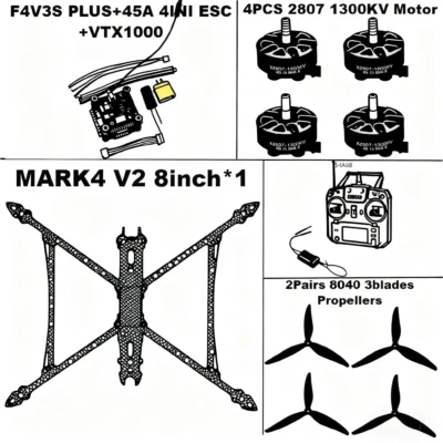 F4V3S/F4V3S PLUS Controle de Voo MARK4 V2 8 polegadas 45/60A 4INI ESC rack drone FPV fibra de carbono PV Racing Drone Quadcopter Freestyle