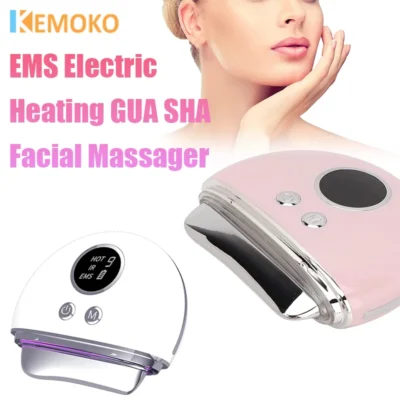 Ems elétrico guasha massageador 4 em 1 led face lifting remover edema endurecimento da pele clod calor corpo raspagem terapia cuidados com a pele beleza