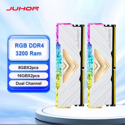 JUHOR RGB DDR4 16GBX2 3200MHz 8GBX2 Memória Ram para jogos de mesa de canal duplo