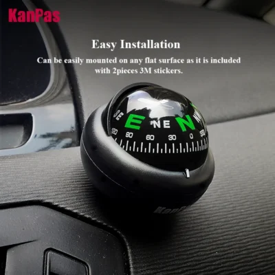 Bola de bússola de carro KanPas/bússola de painel/bússola de condução/bola de bússola cheia de líquido