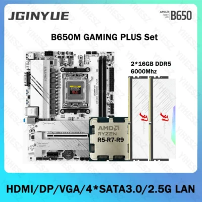 B650 diy kit placa-mãe do computador de jogos r5 7600x r5 9600x cpu e 2*16gb 6000mhz ddr5 ram suporte sata3.0 b650m jogos mais