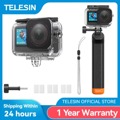 Telesin capa à prova d'água para dji osmo action 6, subaquática 60m, capa de caixa de mergulho com filtro de mergulho para dji action 6
